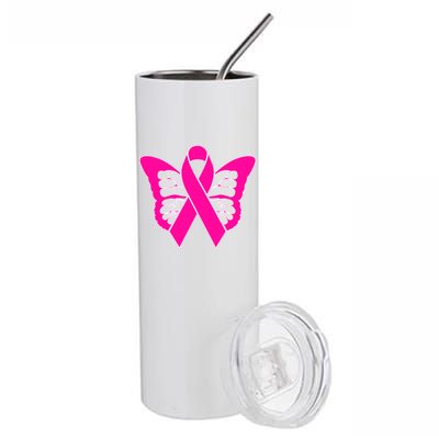 Butterfly Ribbon Breast Cancer Stainless Steel Tumbler