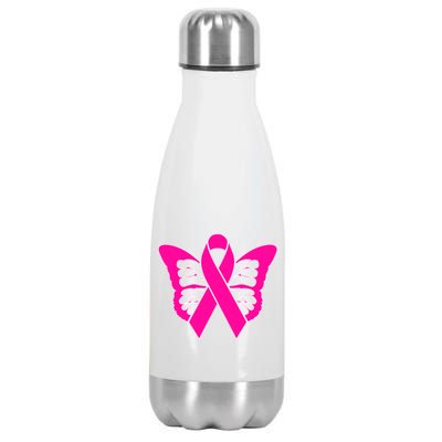 Butterfly Ribbon Breast Cancer Stainless Steel Insulated Water Bottle