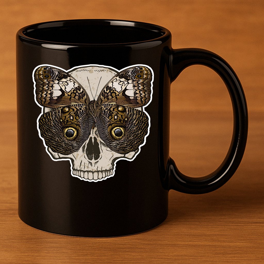 Butterfly Skull Moth 11oz C Handle Ceramic Mug