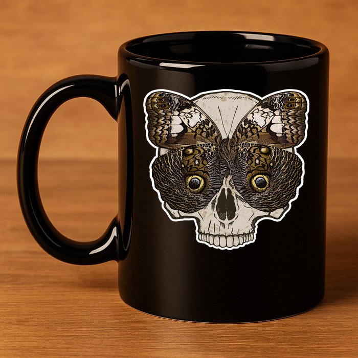 Butterfly Skull Moth 11oz C Handle Ceramic Mug