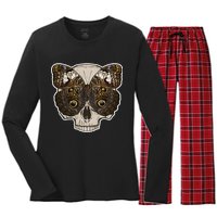 Butterfly Skull Moth Women's Long Sleeve Flannel Pajama Set 