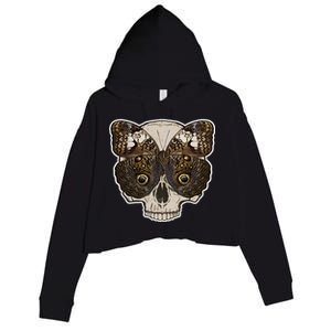 Butterfly Skull Moth Crop Fleece Hoodie