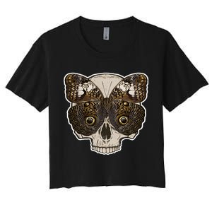 Butterfly Skull Moth Women's Crop Top Tee