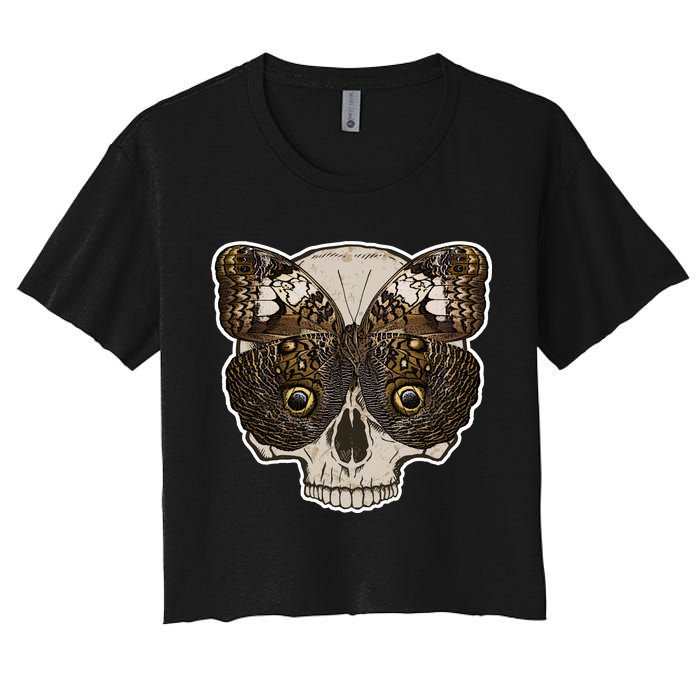 Butterfly Skull Moth Women's Crop Top Tee