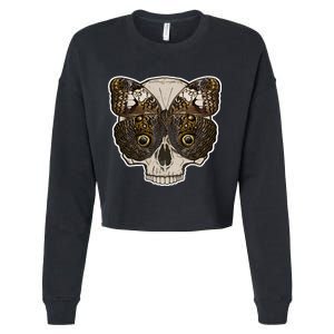 Butterfly Skull Moth Cropped Pullover Crew