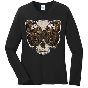 Butterfly Skull Moth Ladies Long Sleeve Shirt