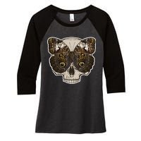 Butterfly Skull Moth Women's Tri-Blend 3/4-Sleeve Raglan Shirt