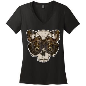 Butterfly Skull Moth Women's V-Neck T-Shirt