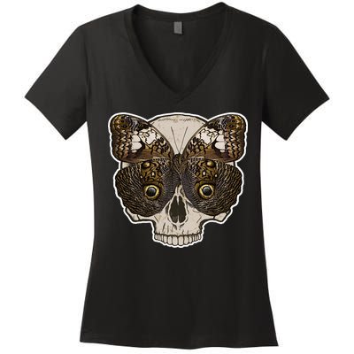 Butterfly Skull Moth Women's V-Neck T-Shirt