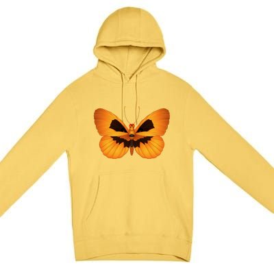 Butterfly With Face Halloween Pumpkin Premium Pullover Hoodie