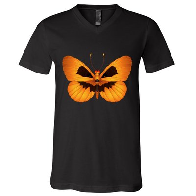 Butterfly With Face Halloween Pumpkin V-Neck T-Shirt