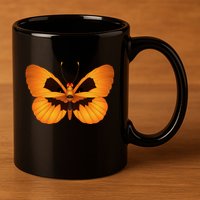 Butterfly With Face Halloween Pumpkin 11oz C Handle Ceramic Mug