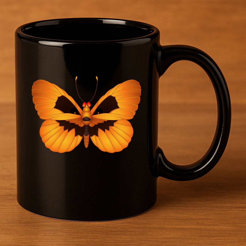 Butterfly With Face Halloween Pumpkin 11oz C Handle Ceramic Mug