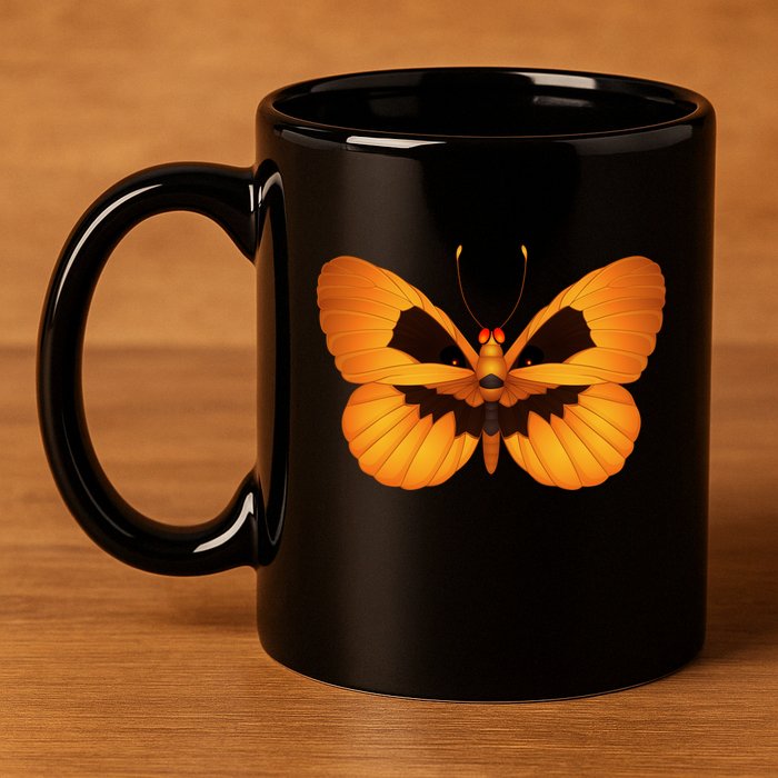 Butterfly With Face Halloween Pumpkin 11oz C Handle Ceramic Mug