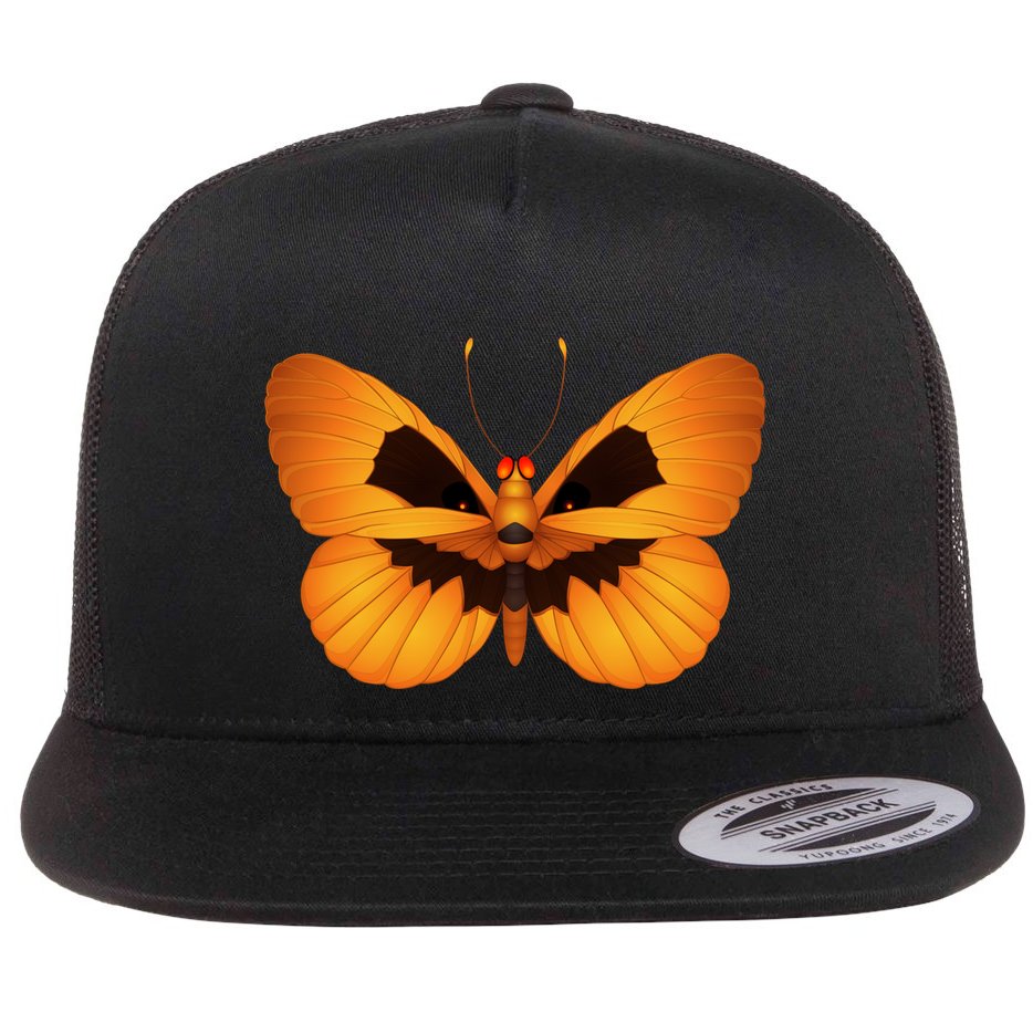 Butterfly With Face Halloween Pumpkin Flat Bill Trucker Hat
