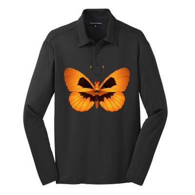 Butterfly With Face Halloween Pumpkin Silk Touch Performance Long Sleeve Polo