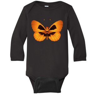 Butterfly With Face Halloween Pumpkin Baby Long Sleeve Bodysuit