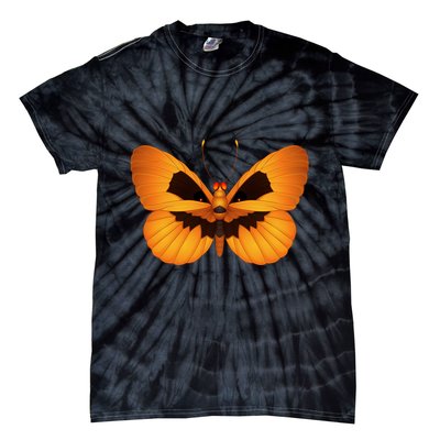 Butterfly With Face Halloween Pumpkin Tie-Dye T-Shirt