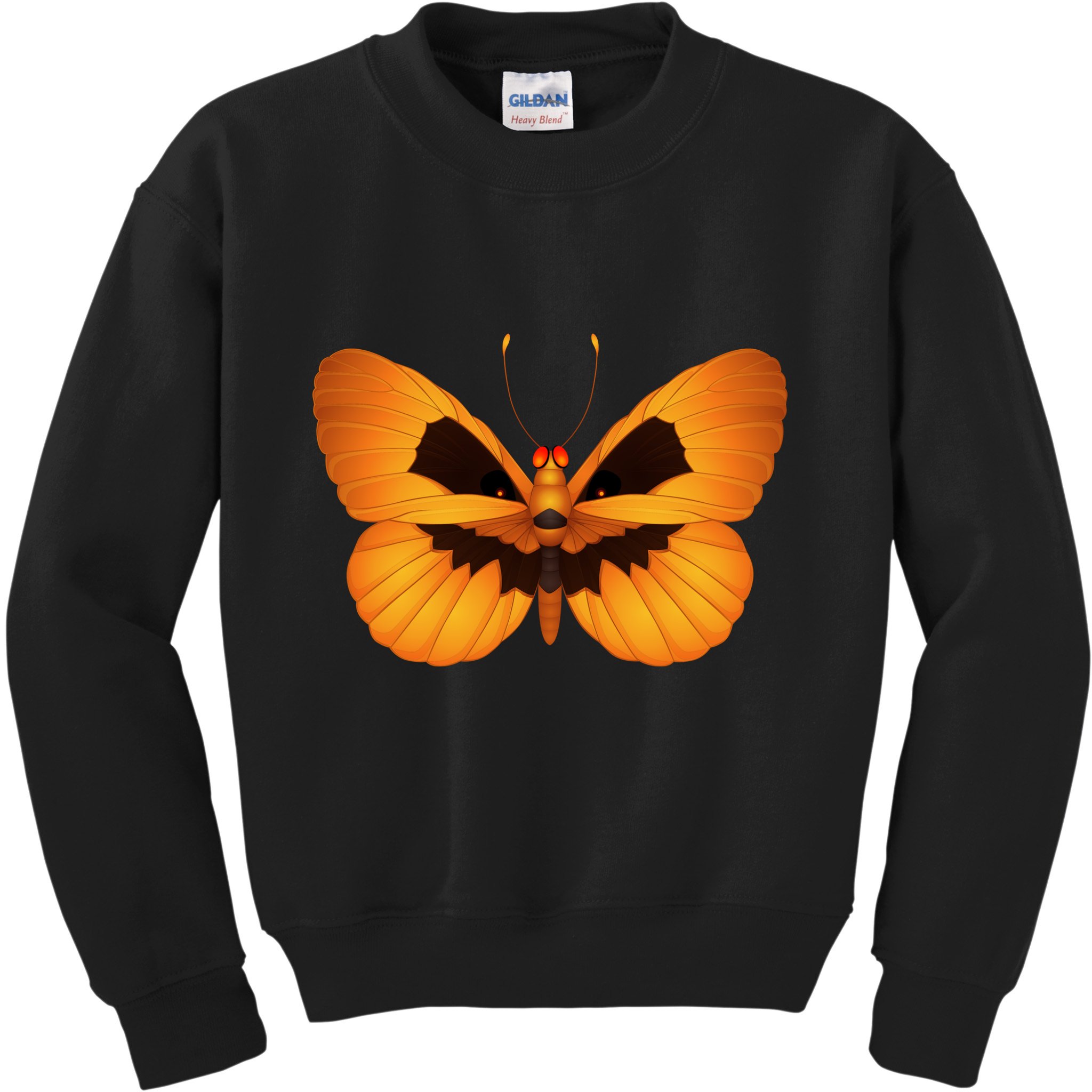 Butterfly With Face Halloween Pumpkin Kids Sweatshirt