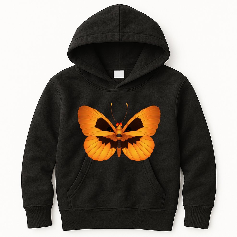 Butterfly With Face Halloween Pumpkin Kids Hoodie