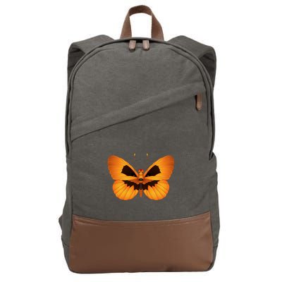 Butterfly With Face Halloween Pumpkin Cotton Canvas Backpack