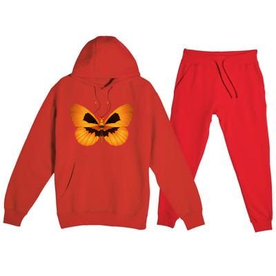 Butterfly With Face Halloween Pumpkin Premium Hooded Sweatsuit Set