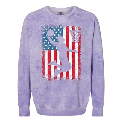 Basketball Usa Us Flag Basketball Colorblast Crewneck Sweatshirt