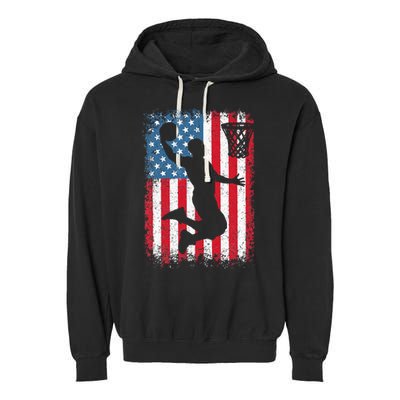 Basketball Usa Us Flag Basketball Garment-Dyed Fleece Hoodie