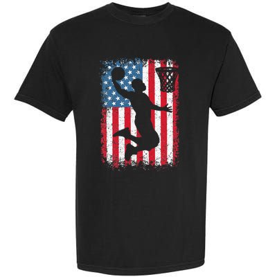 Basketball Usa Us Flag Basketball Garment-Dyed Heavyweight T-Shirt