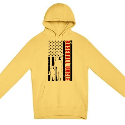 Baseball Uncle USA Flag Premium Pullover Hoodie