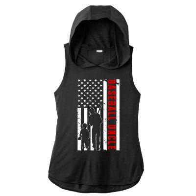 Baseball Uncle USA Flag Ladies PosiCharge Tri-Blend Wicking Draft Hoodie Tank