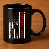 Baseball Uncle USA Flag 11oz C Handle Ceramic Mug