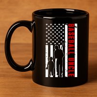 Baseball Uncle USA Flag 11oz C Handle Ceramic Mug