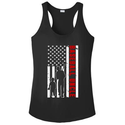 Baseball Uncle USA Flag Ladies PosiCharge Competitor Racerback Tank