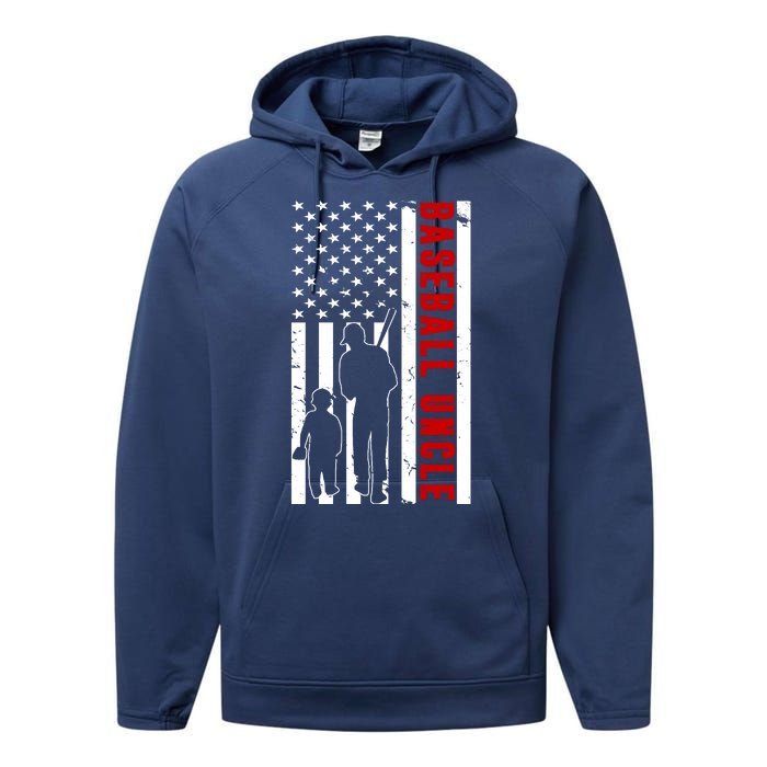 Baseball Uncle USA Flag Performance Fleece Hoodie