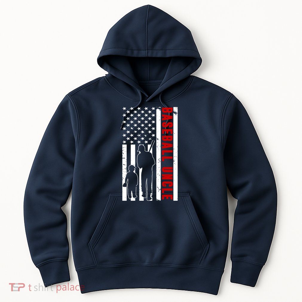 Baseball Uncle USA Flag Hoodie