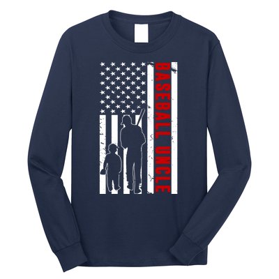 Baseball Uncle USA Flag Long Sleeve Shirt