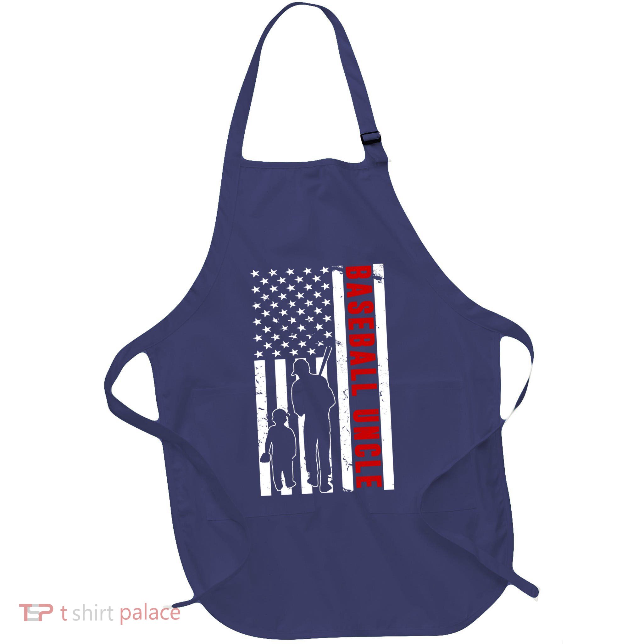 Baseball Uncle USA Flag Full-Length Apron With Pockets