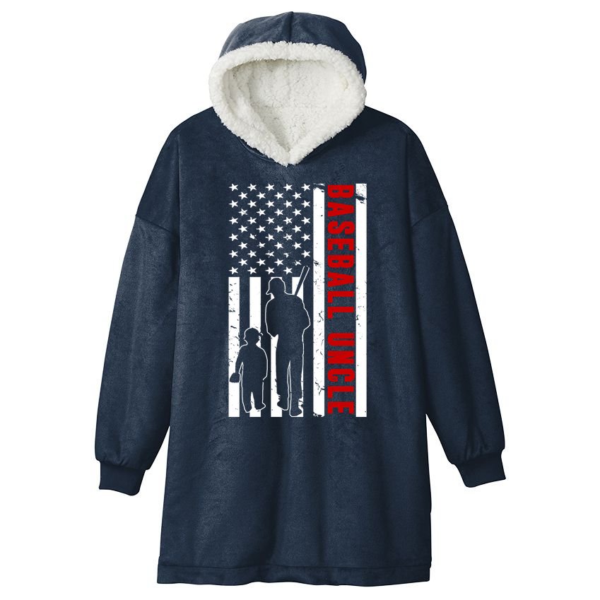 Baseball Uncle USA Flag Hooded Wearable Blanket