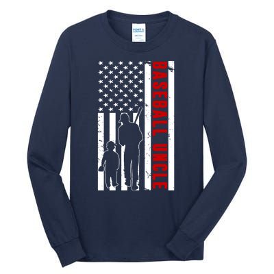 Baseball Uncle USA Flag Tall Long Sleeve T-Shirt