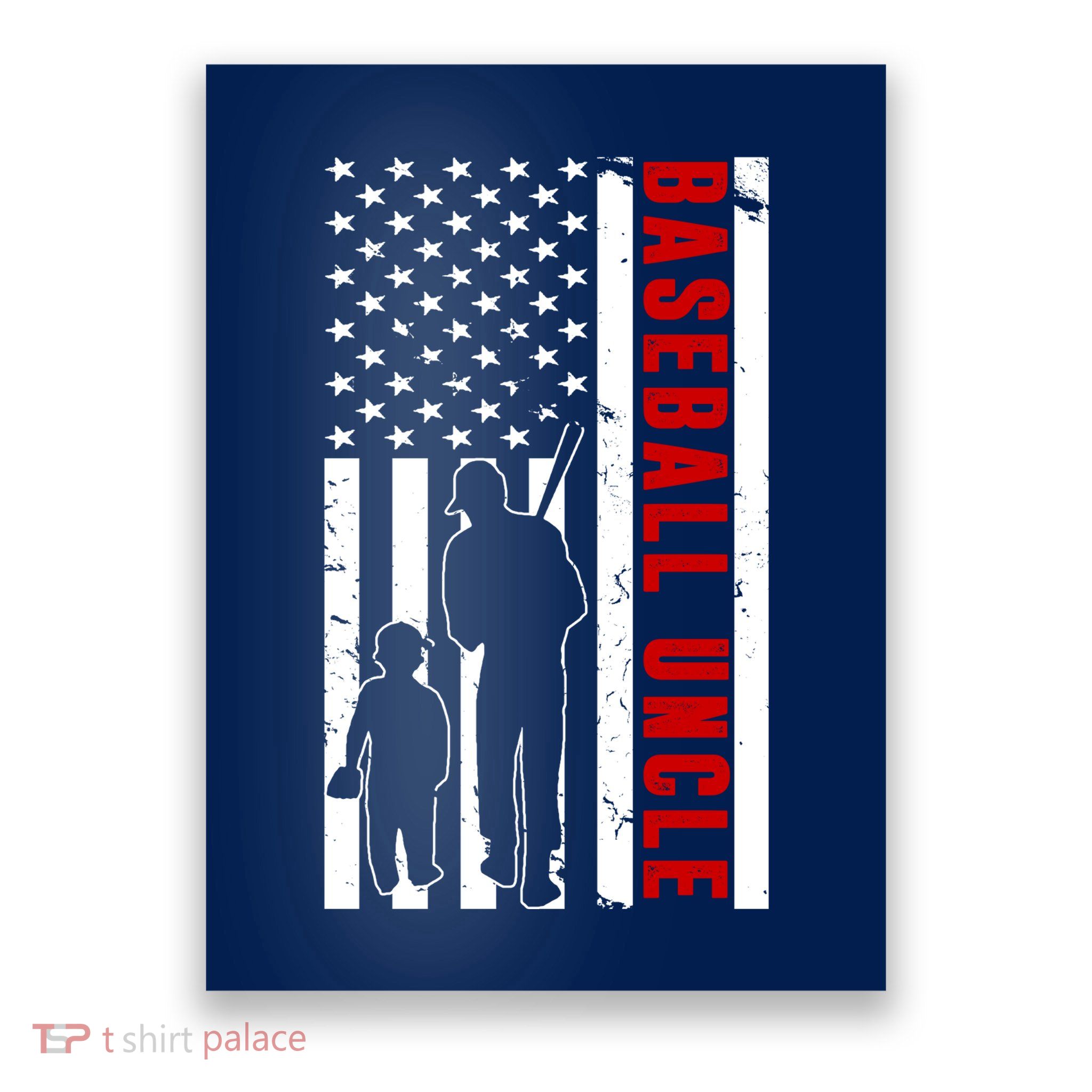 Baseball Uncle USA Flag Poster