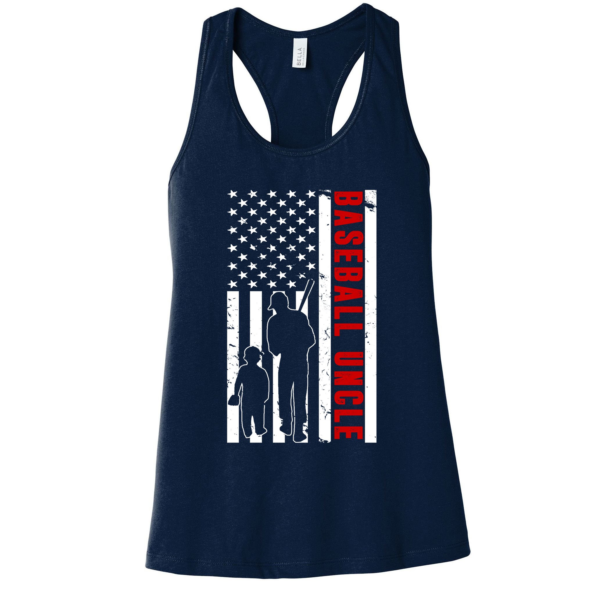 Baseball Uncle USA Flag Womens Tank Top