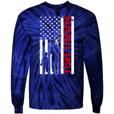 Baseball Uncle USA Flag Tie-Dye Long Sleeve Shirt