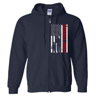 Baseball Uncle USA Flag Full Zip Hoodie