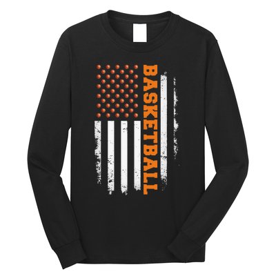 Basketball USA US Flag Basketball Men Long Sleeve Shirt