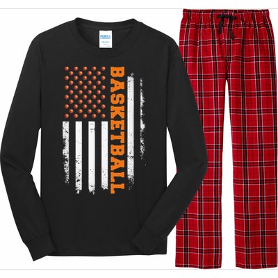 Basketball USA US Flag Basketball Men Long Sleeve Pajama Set