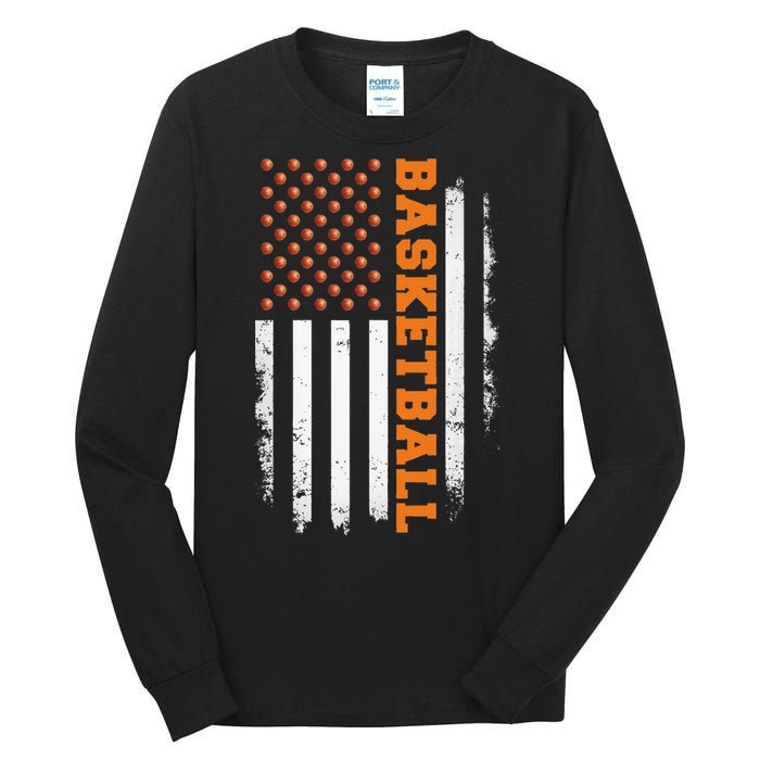 Basketball USA US Flag Basketball Men Tall Long Sleeve T-Shirt