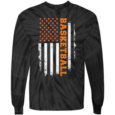 Basketball USA US Flag Basketball Men Tie-Dye Long Sleeve Shirt