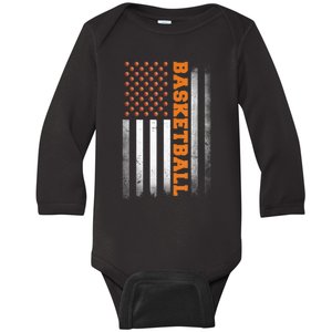 Basketball USA US Flag Basketball Baby Long Sleeve Bodysuit