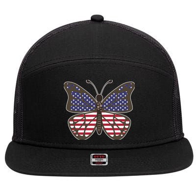 Butterfly Usa Us Flag American Beauty Butterfly Lover Funny Gift 7 Panel Mesh Trucker Snapback Hat